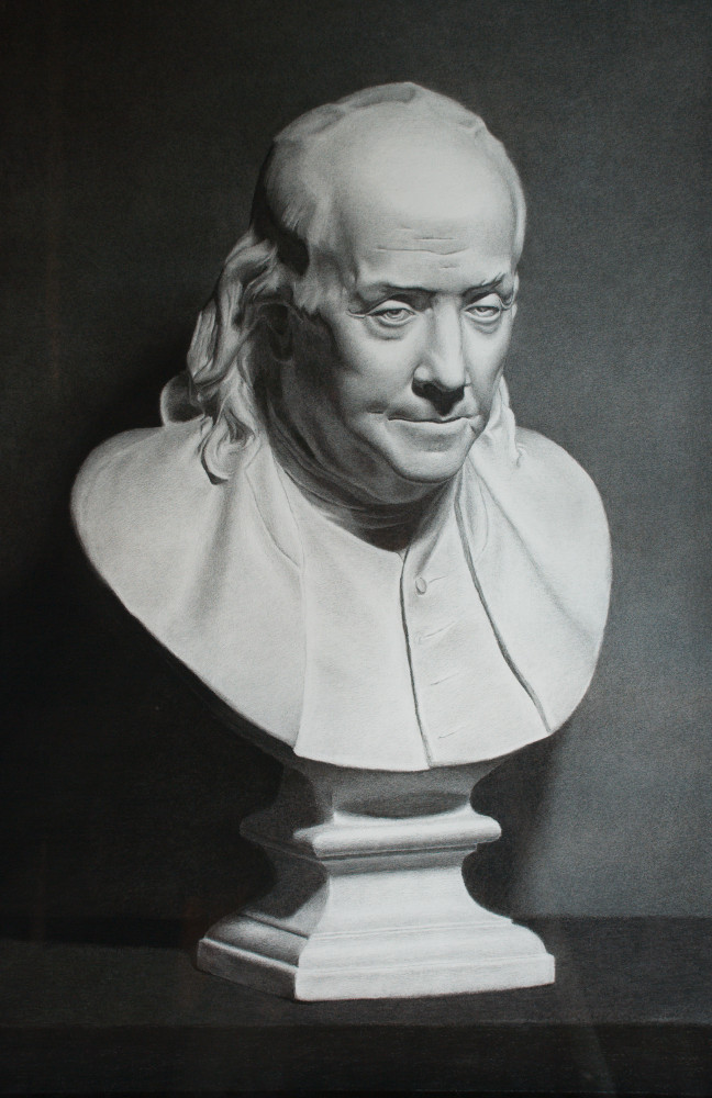 Charcoal Drawing of Benjamin Franklin by Ben Rathbone